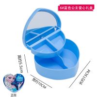 儿童发饰收纳盒女孩宝宝发夹橡皮筋头饰发卡圈梳妆可爱头绳首饰盒 蓝色爱莎(2层带镜子)