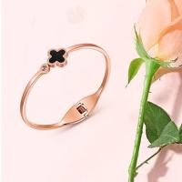 【送礼盒】钛钢手镯女学生韩版简约可爱合金四叶草手链百搭小鱼心 四叶草水钻