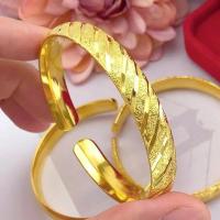 新款不掉色三生三世铃铛三环仿真金黄色手镯越南沙金女款镯子 流星雨开口手镯重30克