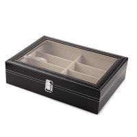 皮革眼镜收纳盒 8格时尚太阳镜展示箱 皮质大墨镜盒多格 8格眼镜盒
