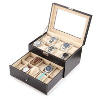 雅我双层手表收纳盒腕表饰品展示盒大容量首饰盒多格眼镜整理箱子 双层20位手表盒