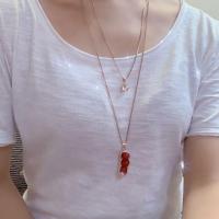 [多款可选]倾城水晶之恋水钻气质韩国毛衣链秋冬新款百搭长项链 红豆双层
