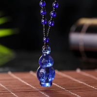 结缘辟邪楞严咒项链女琉璃花瓶吊坠内置经文葫芦挂件 蓝色葫芦楞严咒
