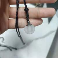 磨砂小玻璃瓶空心吊坠可装东西护身符挂件男女情侣饰品项链可打开 磨砂白黑绳(银色)