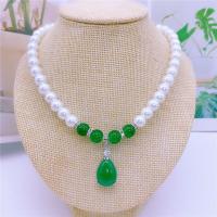 深海仿珍珠项链女送妈妈韩版简约中老年母亲节锁骨链气质百搭保色 单个新款饰品珠-小坠绿