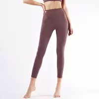 Lululemon 薄款裸感无痕瑜伽裤女夏季修身显瘦带标健身外穿瑜伽裤 藕粉 S(2)