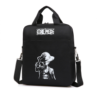 中大童补习袋夜光学生手提袋男女童手提斜跨双肩三用包时尚电脑包 黑色海贼王款式一