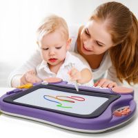儿童画画板磁性磁力彩色写字板笔家用大号2岁1宝宝绘画幼儿涂鸦板 中号支架画板-蓝色【400+早教】