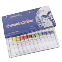 免烧陶瓷颜料 陶瓷釉上彩玻璃画免烤手绘颜料涂鸦DIY颜料12色盒装 12色陶瓷颜料单盒