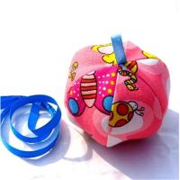 幼儿园流星球儿童珍珠棉圆形沙包带绳子手工厚帆布布球玩具 10厘米粉蝴蝶布球