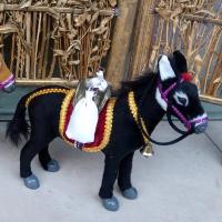 仿真毛驴毛绒玩具动物公仔橱窗桌面招财吉祥摆件 迷你驮货小毛驴 小号高11*长14厘米(备注颜色)