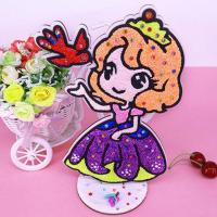 儿童雪花泥画珍珠泥画粘土画diy手工制作益智玩具雪花泥画板套装 立体木板画 5张公主不重复(雪花泥+彩钻+底座)