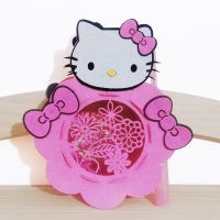 毛毡布儿童灯笼带音乐发光卡通灯笼元宵节中秋节亲子手工花灯DIY 凯蒂猫+音乐+电池 七彩灯光