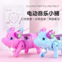 儿童拉绳玩具婴儿学步拖拉牵绳蜗牛宝宝拉线纤绳电动音乐男孩女孩 粉色小猪颜色随机-带灯光音乐 升级版[螺丝刀+电池*3]