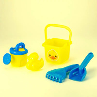 沙滩玩具玩沙工具儿童沙滩玩具铲子耙子玩雪玩沙桶玩具车挖沙铲 小黄鸭5件套