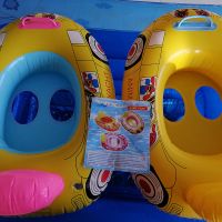 加厚大小黄鸭子游泳圈救生圈座圈充气游艇水上儿童宝宝游泳池玩具 豪华游艇