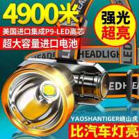 LED头灯强光远射可充电防水超亮头戴式夜钓灯矿灯户外家用手电筒 [双色光源任意选择带电显]可充手机 白光[普亮55500