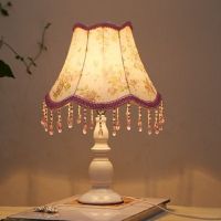 台灯卧室床头灯创意欧式现代个性台灯灯浪漫温馨喂奶调光公主台灯 白底牡丹(6W 按钮(开关