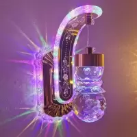 壁灯床头灯现代欧式简约创意led真花卧室客厅过道楼梯墙壁灯 新款001三色变光