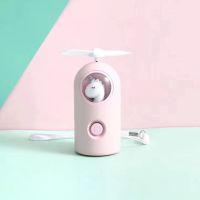 珑达usb充电风扇萌宠独角兽夜灯学生手持宿舍办公室桌上迷你电扇 独角兽-粉色