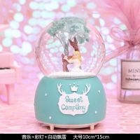 太空人宇航员摆件男生版水晶球音乐盒八音盒男孩女生儿童生日礼物 樱花女孩小鸟 中号（彩灯+音乐+手摇飘雪））