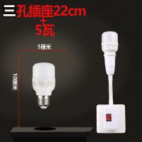 直插LED超亮插座灯带开关常用节能台灯卧室 床头灯壁灯24V机床灯 三插灯座22CM灯座 [+5瓦高亮T泡白光]
