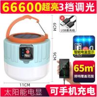 户外遥控太阳能充电式地摊灯移动超亮应急帐篷灯照明露营夜市灯 66600太阳能电显+可手机充电