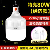 停电应急灯夜市摆摊无线充电灯泡可移动家用节能灯户外露营帐篷灯 特亮80W经济款+送充电器