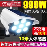 太阳能庭院灯人体感应户外院子灯家用仿真监控摄像头充电照明路灯 全年0电费+仿真监控+免布线 低亮款[20W]无遥控+单功