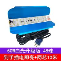 带电缆线led碘钨灯超亮工作灯户外防水太阳灯管投光灯工地照明灯 50W白光升级版48珠+两芯10米