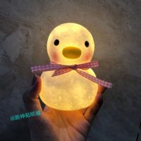 USB充电ins日系可爱鸭子夜灯房间摆件呆萌卡通卧室床头灯生日礼物 电池款可爱鸭1只 粉色鸭