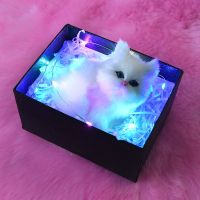 竹炭仿真猫咪会叫创意闺蜜生日礼物毕业季送女友灯串灯除甲醛摆件 收藏商品+关注本店(优先发货) 小梨花猫不会叫+拉菲草+灯