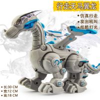 超大号喷火恐龙玩具电动霸王龙仿真动物模型喷雾机械战龙儿童玩具 天马翼龙[灰] 标配[送一次性电池]