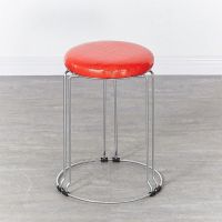 凳子家用加厚成人实木钢筋凳子时尚创意餐桌圆凳客厅板凳简易 六柱红色鳄鱼皮面 30*30高度45