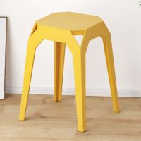 北欧塑料凳子家用成人加厚熟胶方凳子餐厅凳子批发现代吃饭凳子高 加厚款-蛋黄色 加厚款9-20把单价