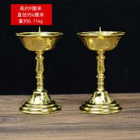 中式合金烛台家用一对摆件金色莲花蜡烛灯复古佛堂供佛供奉用品 1号黄铜色一对