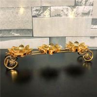 新款锌合金烛台佛前供灯蜡烛底座酥油灯架三层双层莲花供奉灯座 三星双莲花酥油灯架