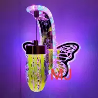 蝴蝶壁灯,创意真花壁灯,床头壁灯,电视背景墙壁灯! 三色黄水晶球