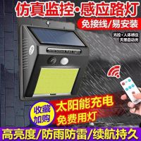 室外防水太阳能仿真监控灯户外人体感应路灯庭院灯农村楼道照明灯 无遥控70VV感应仿真监控20灯芯