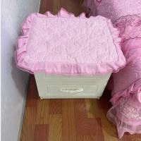 欧式蕾丝夹棉全包床头柜罩加厚万能盖巾公主卧室桌布小台布防尘罩 靓丽款-粉色 40*40床头柜可用