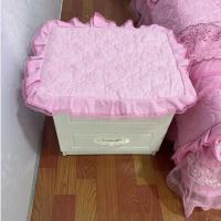 全包夹棉绗缝床头柜罩加厚蕾丝柜子盖巾盖布欧式皮柜套防尘罩台布 靓丽简易-粉色 40*40床头柜可用