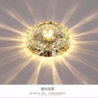 LED水晶射灯筒灯天花灯嵌入式开孔7.5公分客厅吊顶孔灯过道灯小灯 LED3W暖光 明装不用开孔
