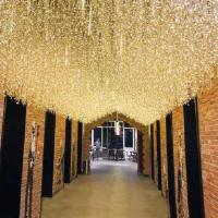 led小彩灯闪灯串灯太阳能瀑布满天星 低压窗帘灯冰条灯户外装饰灯 暖白 24V变压器串接5条灯使用