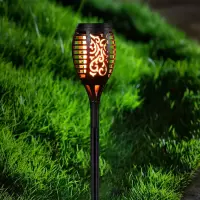 太阳能充电仿真火焰灯火把灯花园庭院草坪地插火炬灯院子家用照明 12LED灯珠迷你单个插地款