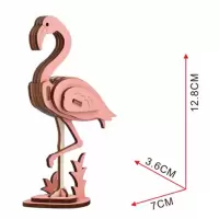 木制儿童3d木质拼图益智玩具手工立体拼插建筑拼板成人组装积木 激光切割 迷你款 火烈鸟
