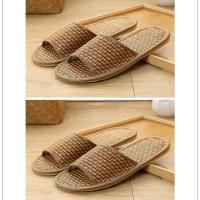 夏天不热冬天不冷草席藤草拖鞋室内地板防滑四季亚麻拖鞋 咖啡色 37-38+37-38