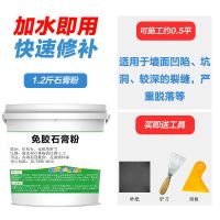 免胶石膏粉内墙面修补成品粉刷嵌缝补缝隙快干防水找平腻子建筑用 石膏粉灰白色 墙漆纯白色 加强净味石膏粉1.2斤