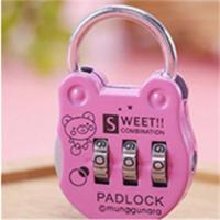 五金可爱迷你小密码锁箱包锁健身房挂锁柜子门锁旅行箱行李箱锁 粉色