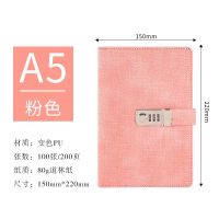 复古密码本学生日记本带锁文具笔记本子加厚创意小清新会议手帐本 A5粉色密码本