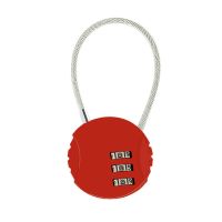 可改密码彩色锌合金圆形钢丝绳密码锁行李箱包拉链挂锁健身房柜锁 红色